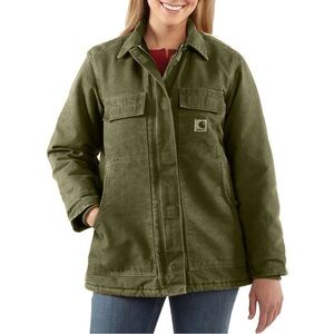 Vintage Carhartt Arctic Chore Coat Green Duck Canvas Quilted Jacket WC026